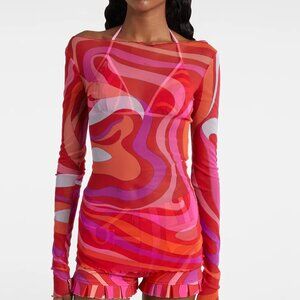 Pucci Marmo Semi-Sheer Tulle Top